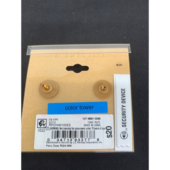 Monet Fashion Necklace and Post Earrings Red Tartan Plaid Color Tower - Picture 2 of 7